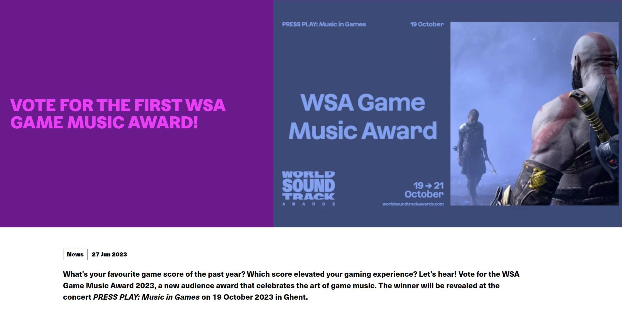 World Soundtrack Awards  Vote for the first WSA Game Music Award!